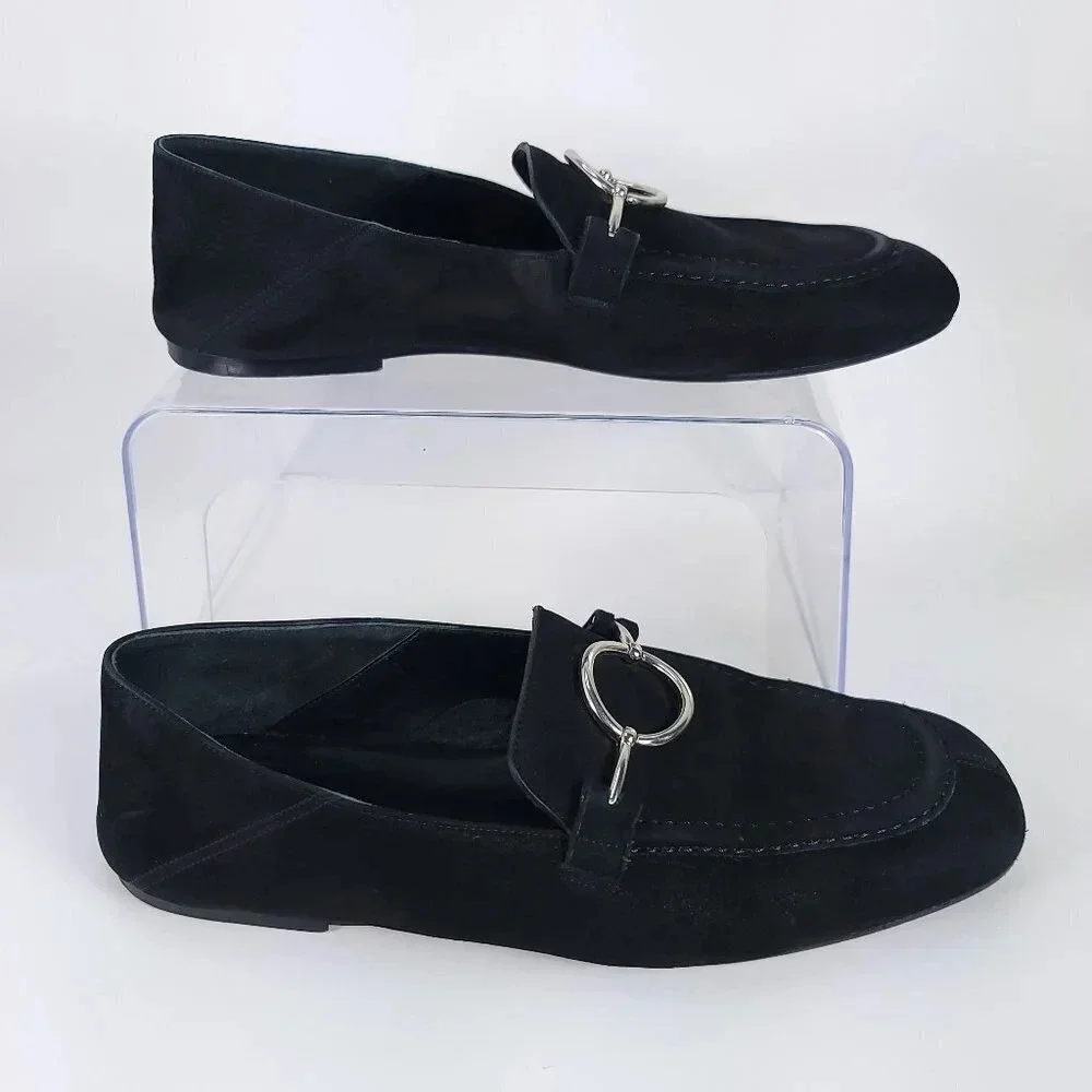 Via Spiga Abby‎ 2 Womens 8.5 Black Leather Slip On Loafer Chic Timeless Minimal
